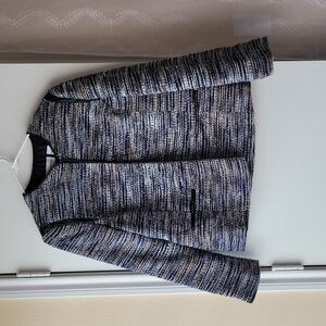 Alfred Dunner Tweed and Faux Leather  Jacket Size 10